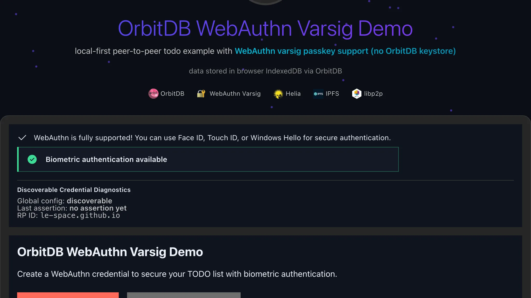 OrbitDB WebAuthn DID — varsig